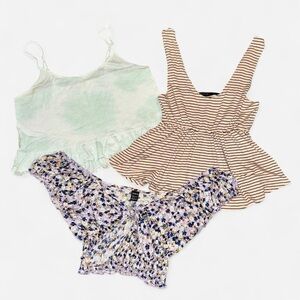 3-Pack Juniors Cropped Tank Top Set (Size Small)